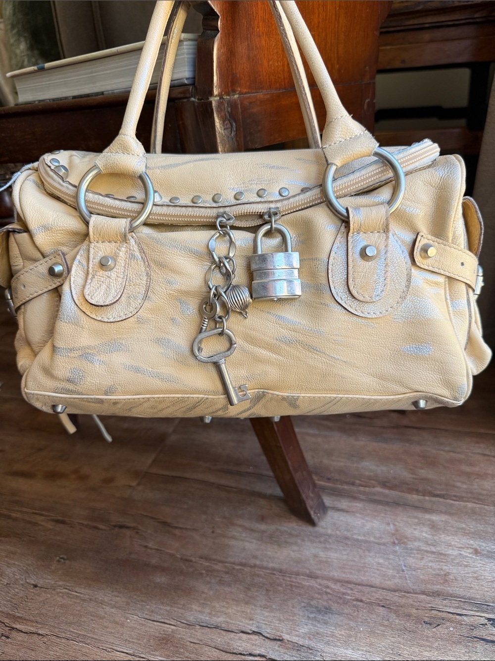 Y2K genuine leather studded slouchy bohemian satchel handbag